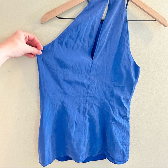 Ann Taylor Silk Tank Size 2 Blue Sleeveless Blouse Y2K Workwear Professional - Picture 6 of 10